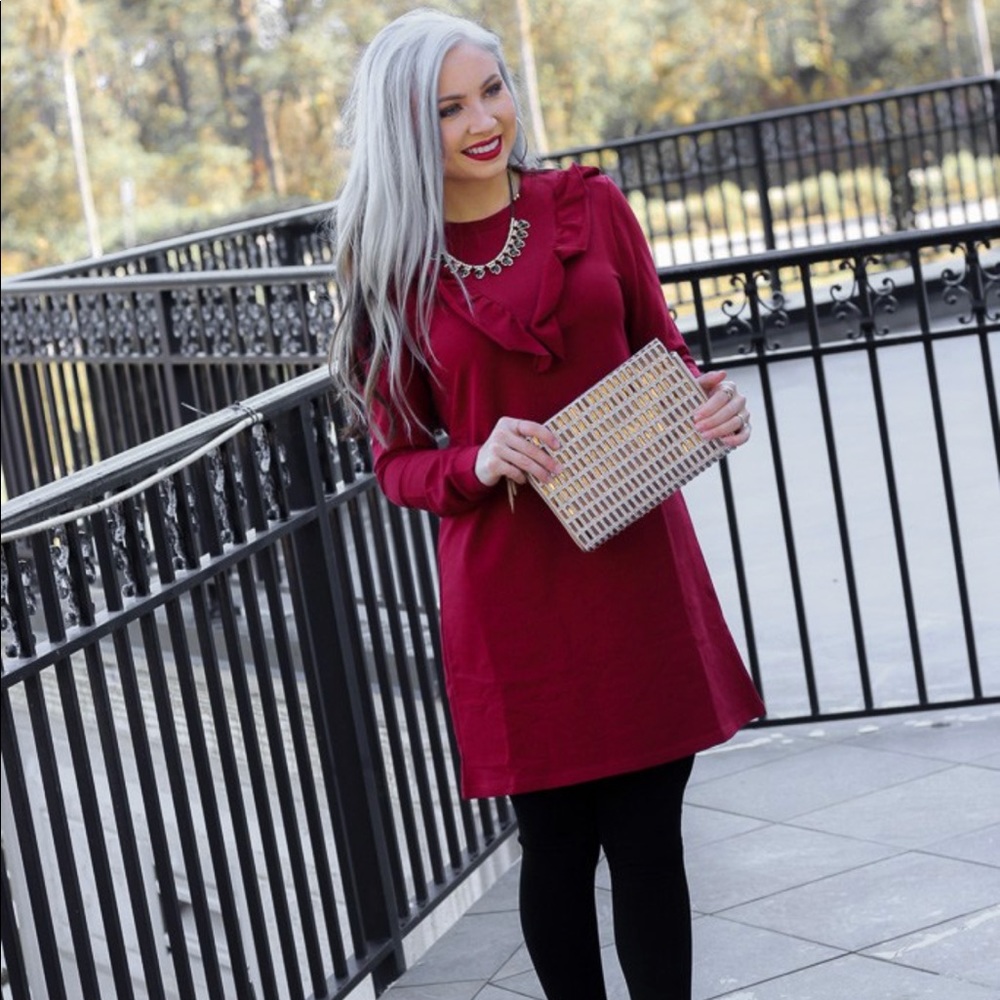 Red ruffle dress
